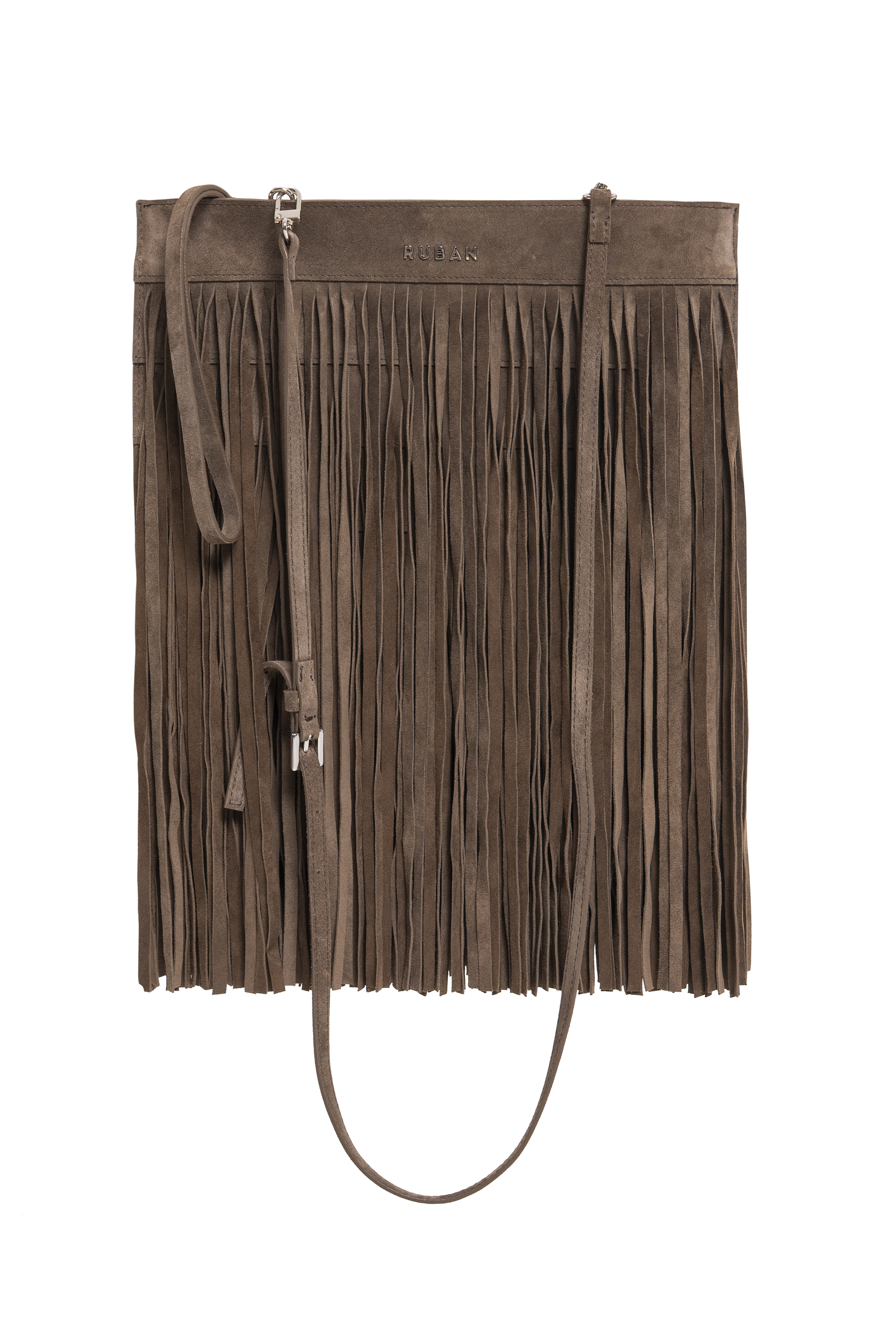 Suede bag with fringe