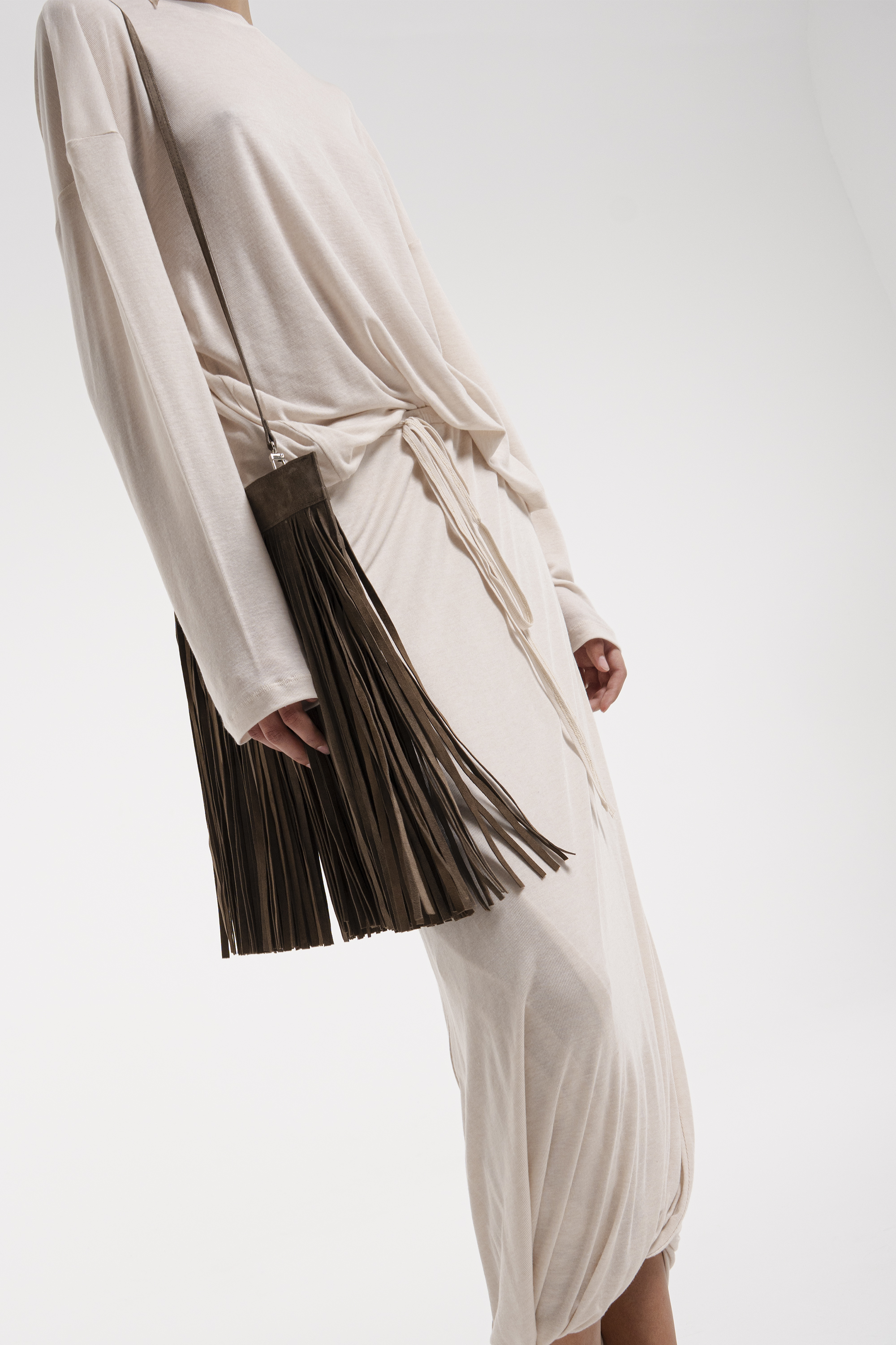 Suede bag with fringe