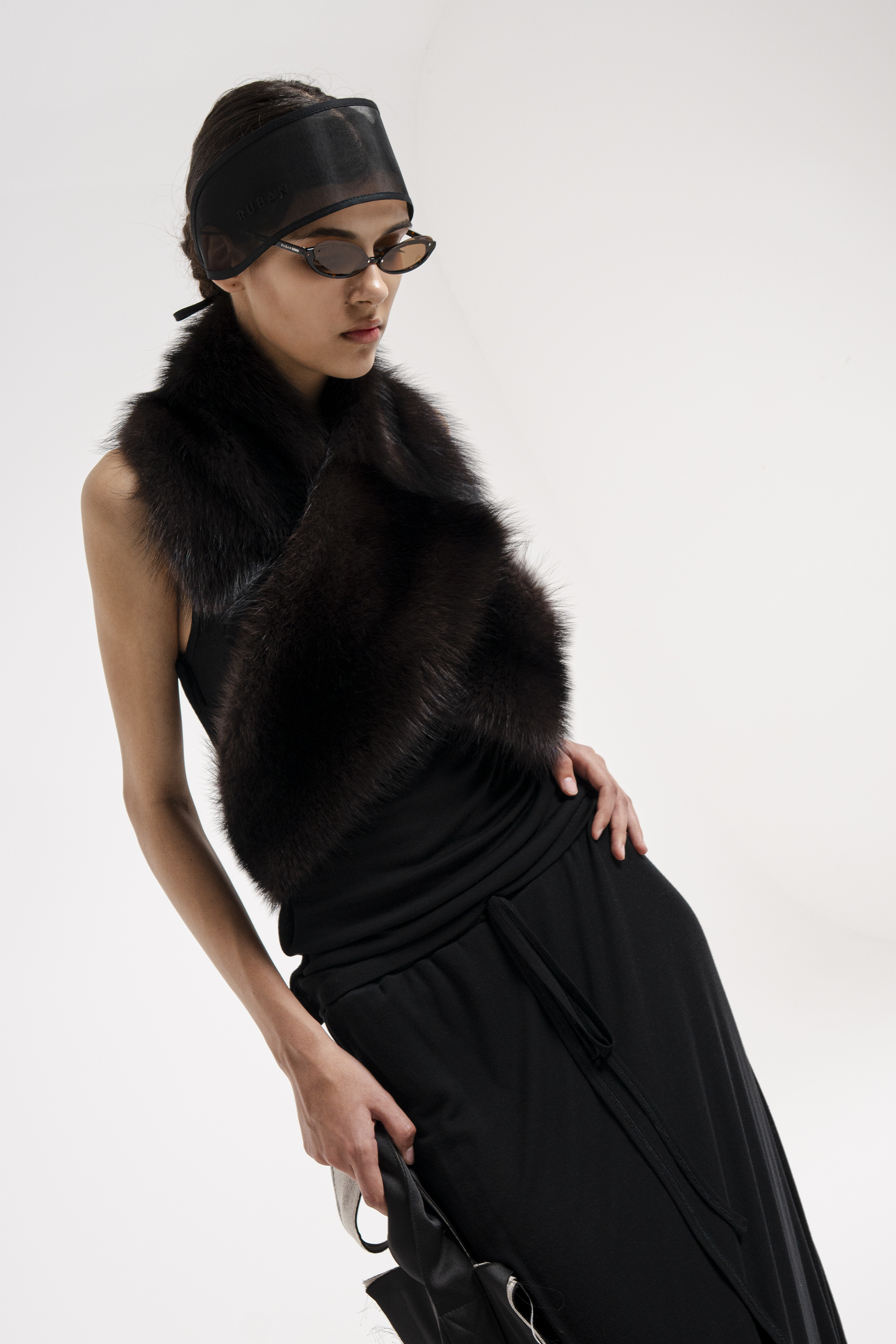 Short fisher (Canadian marten) fur vest