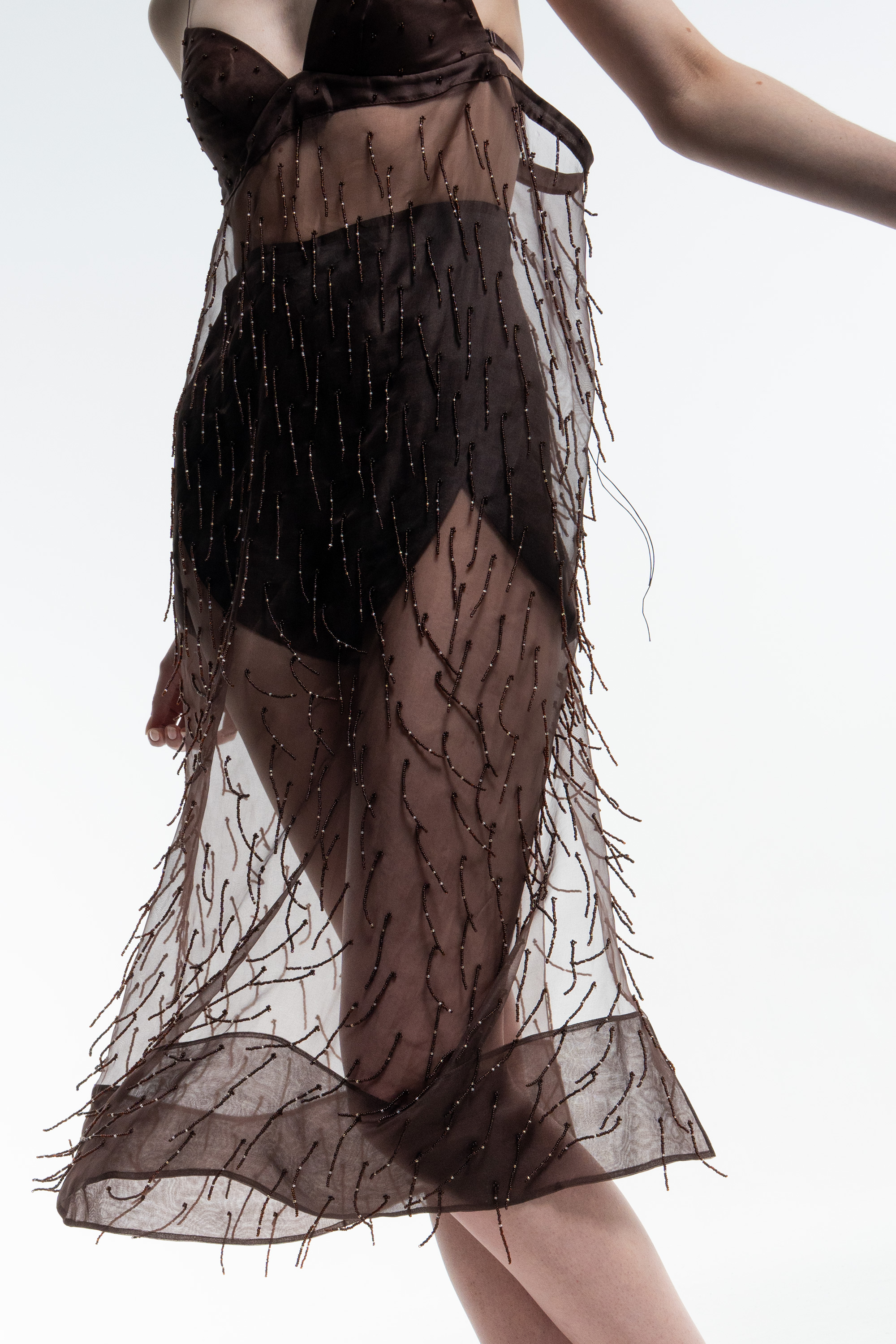 Slip dress with beads