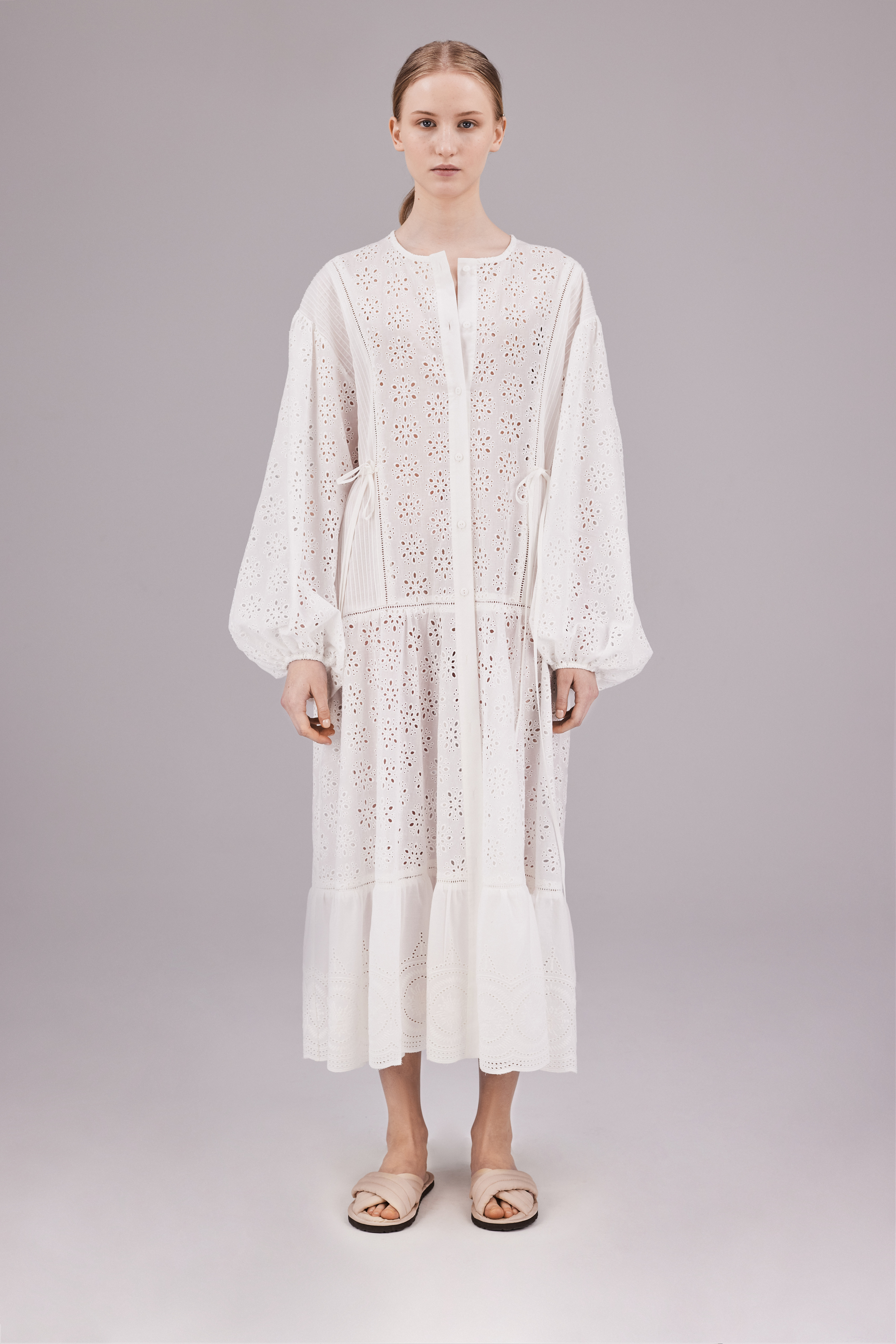 Dress made of embroidered linen