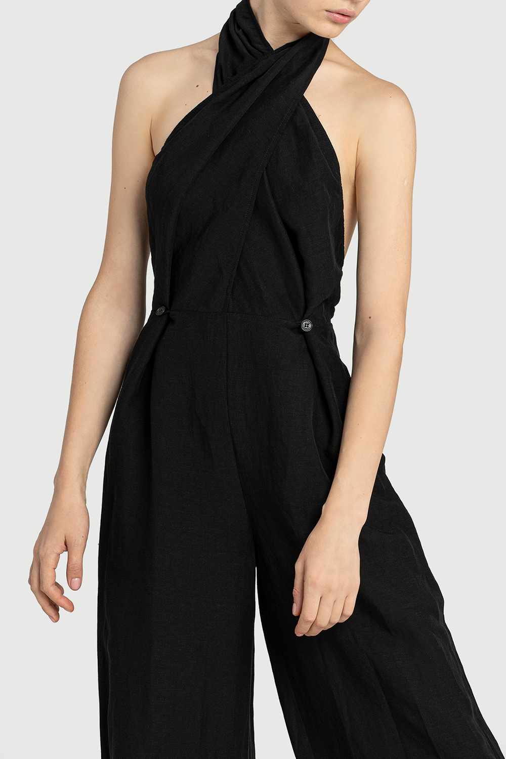 Open back jumpsuit with detachable skirt