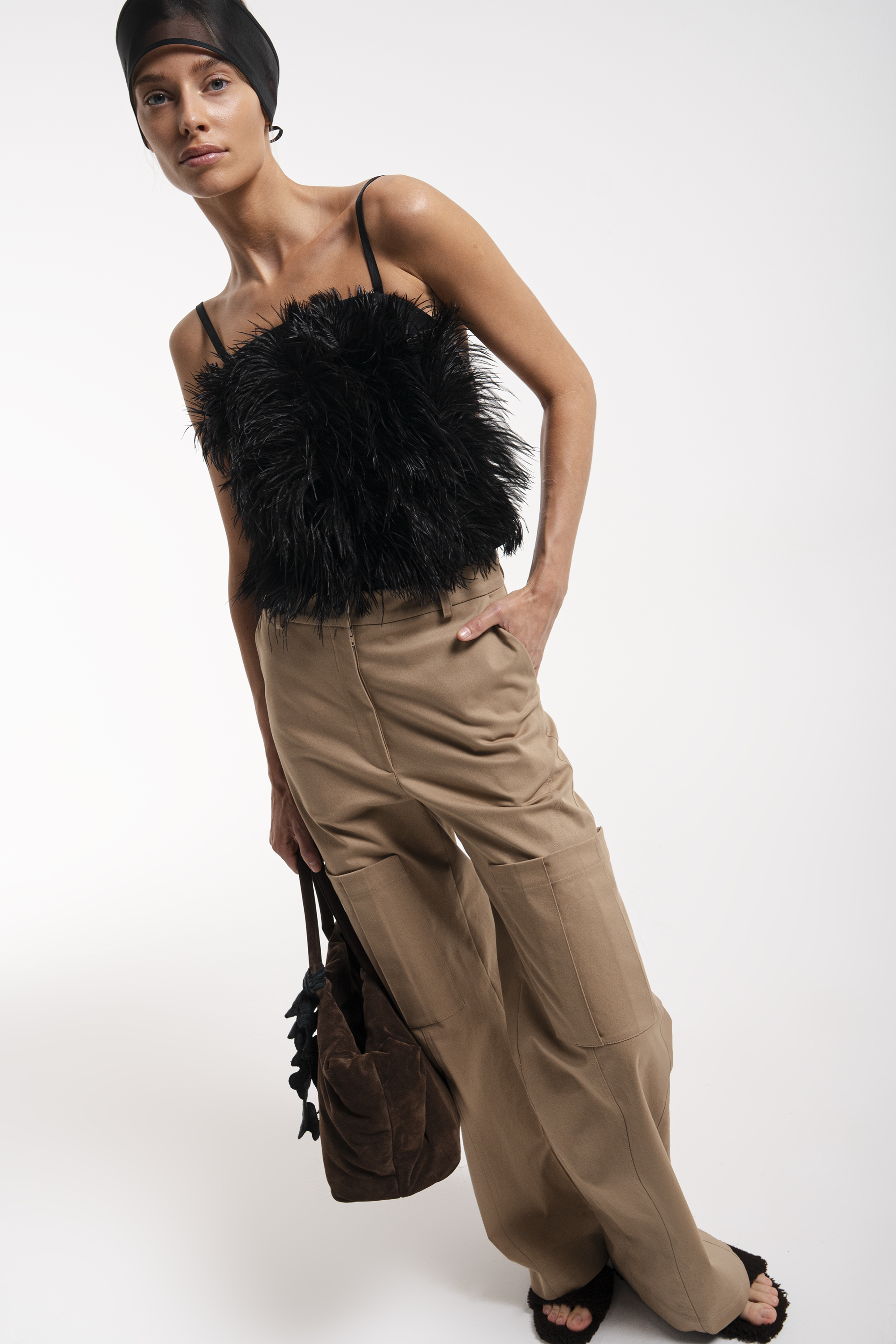 Feather-trimmed top