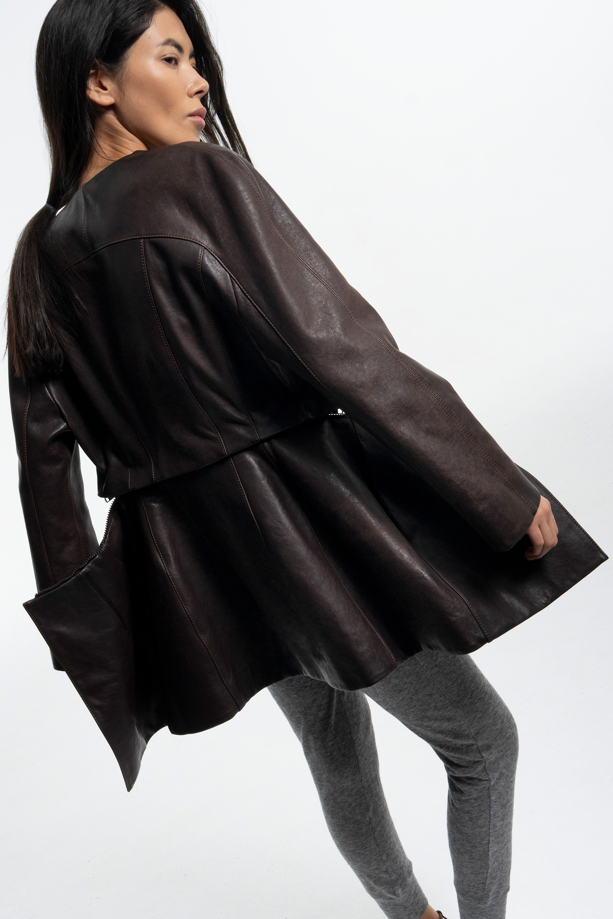 Leather convertible jacket