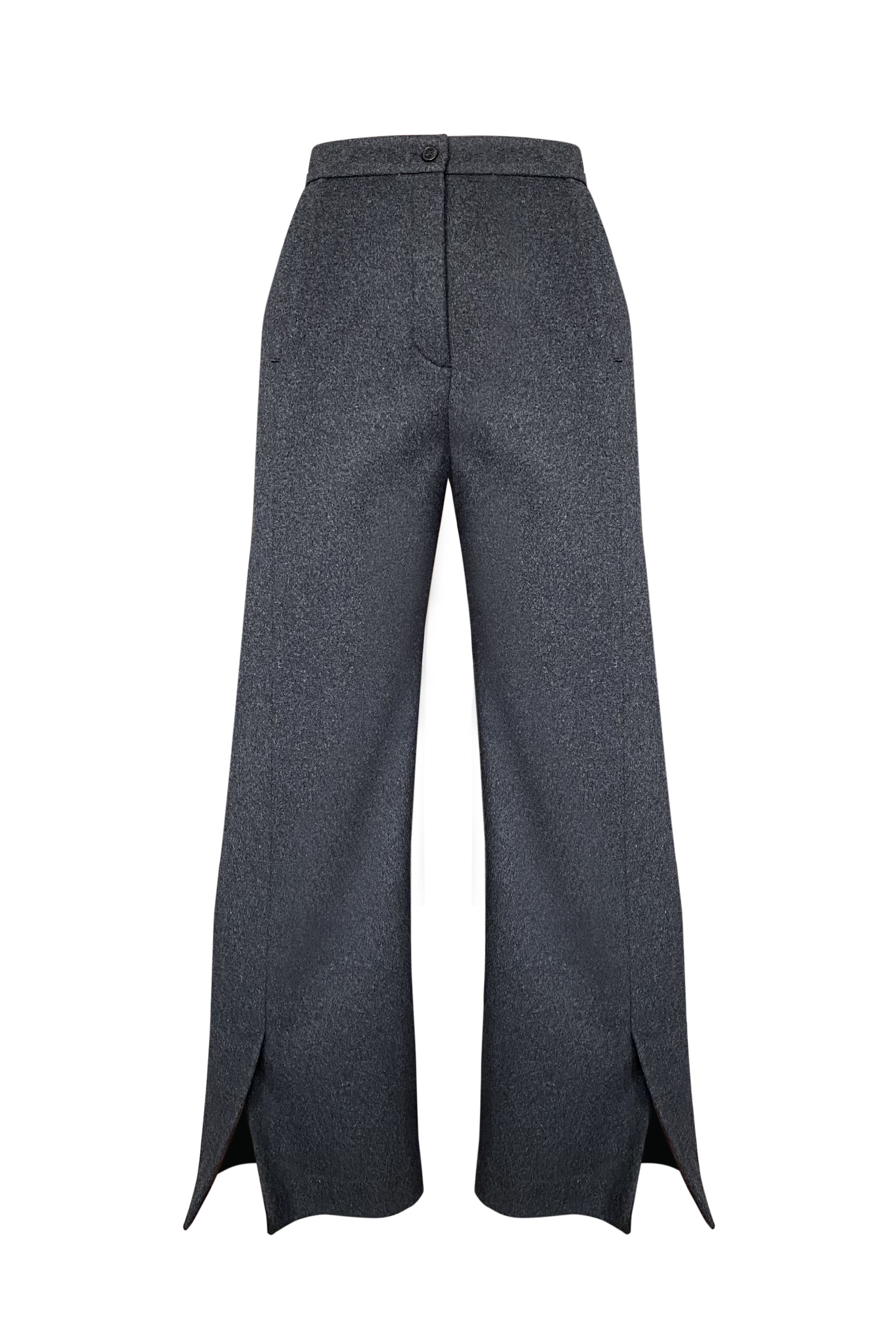 Straight trousers with slits