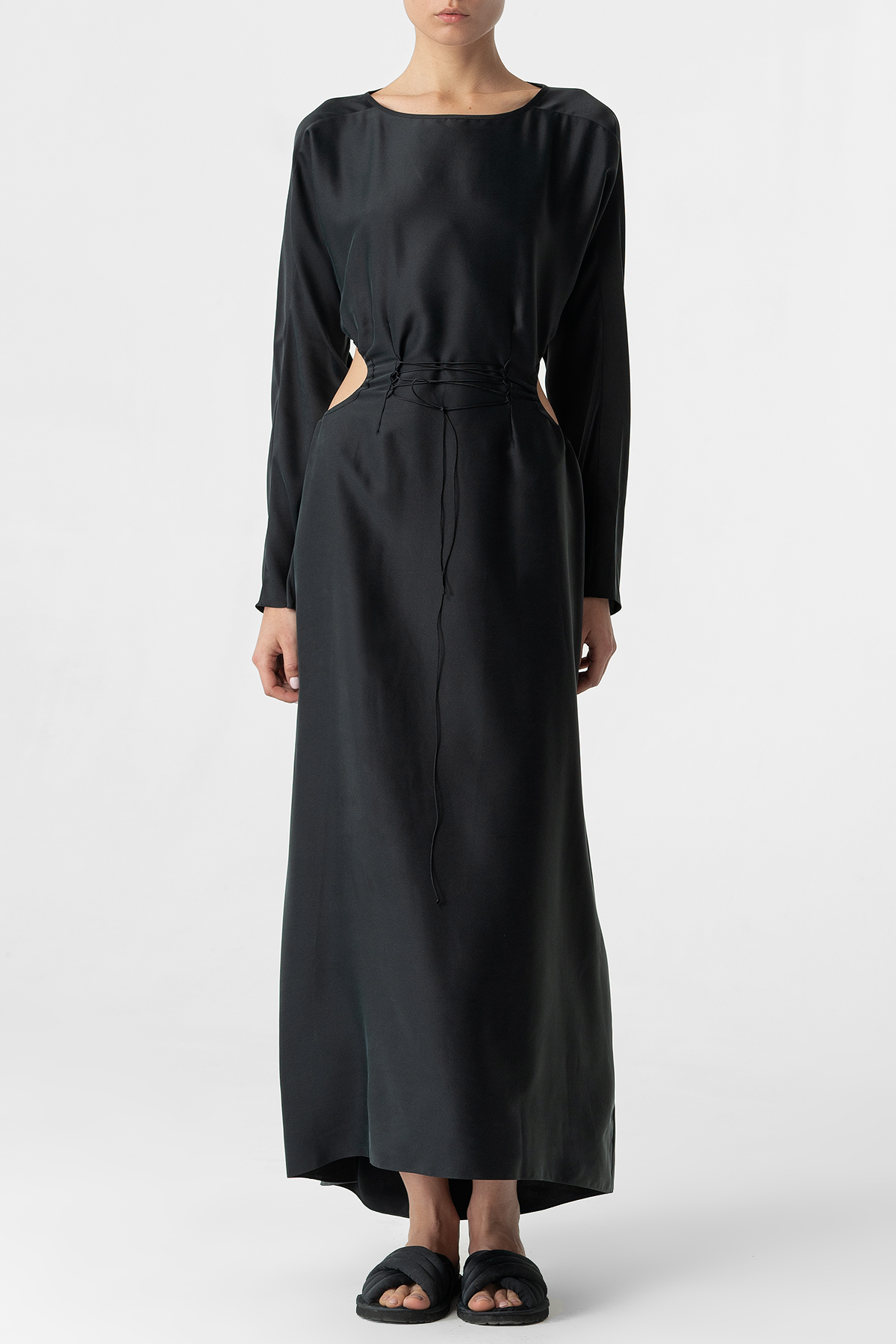 Silk circular drawstring dress